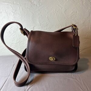 Vintage Coach Ramblers Legacy Brown Leather Crossbody Bag 9061 Mahogany Brass